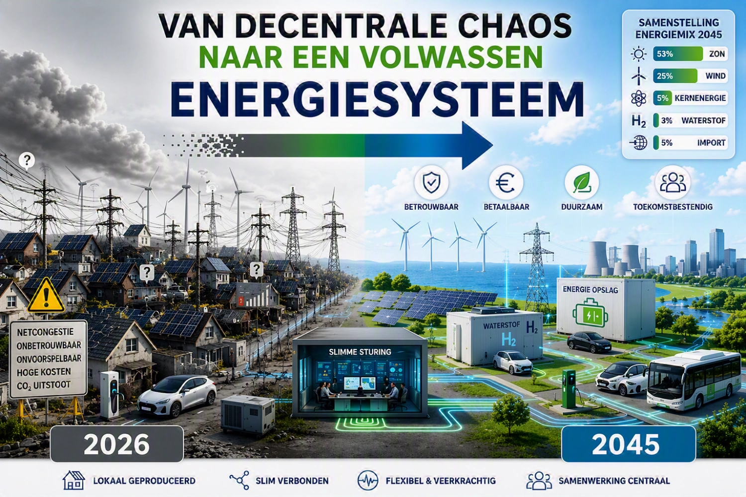Van decentrale chaos naar een volwassen energiesysteem 2026-2045